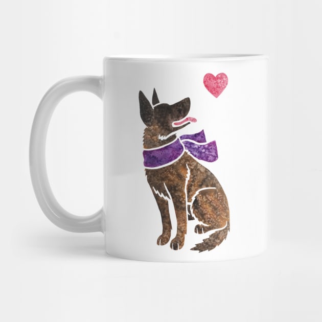 Watercolour Dutch Shepherd by animalartbyjess